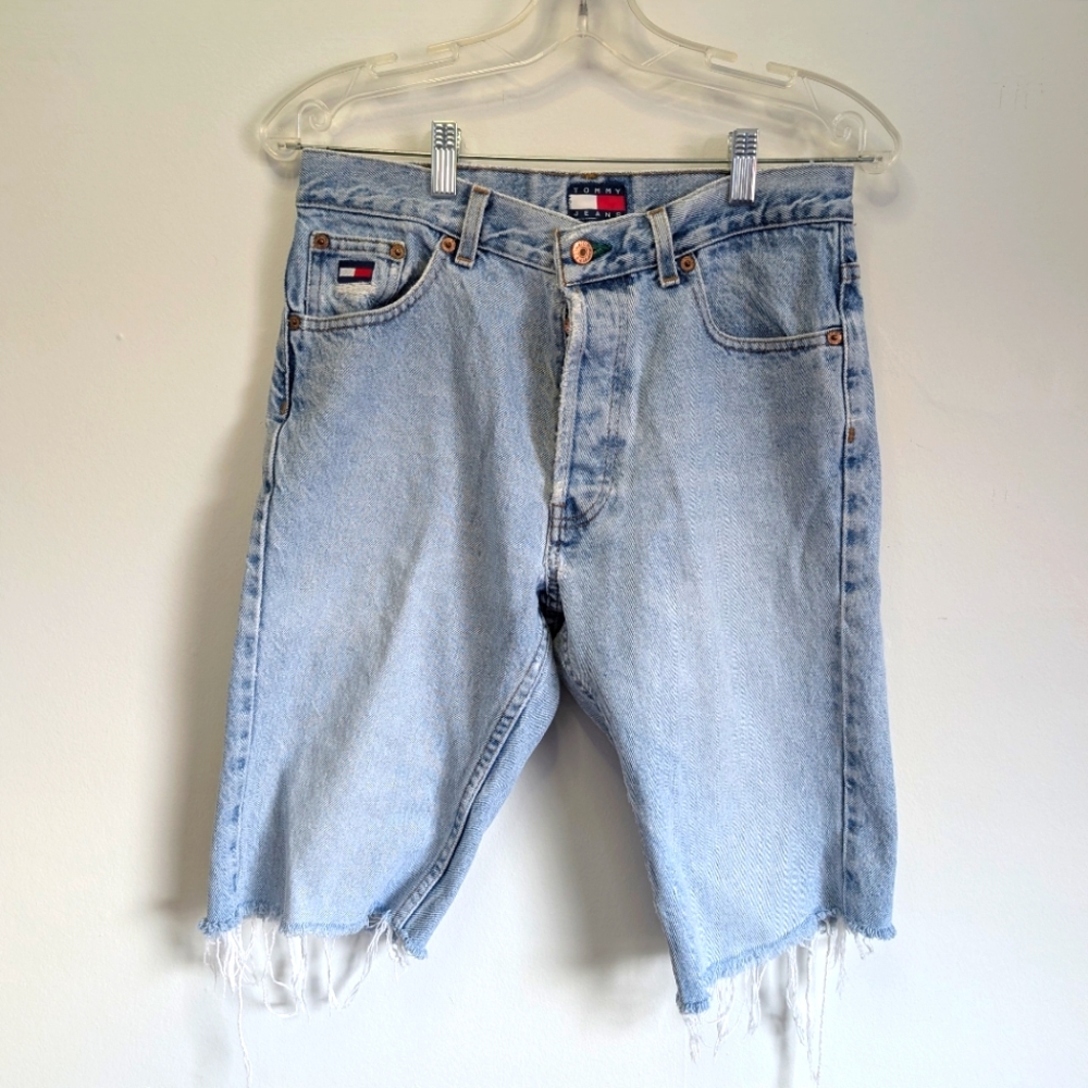 Vintage 90's Tommy Hilfiger Denim Cut-Off Jorts Jean Shorts Light Wash Size 30